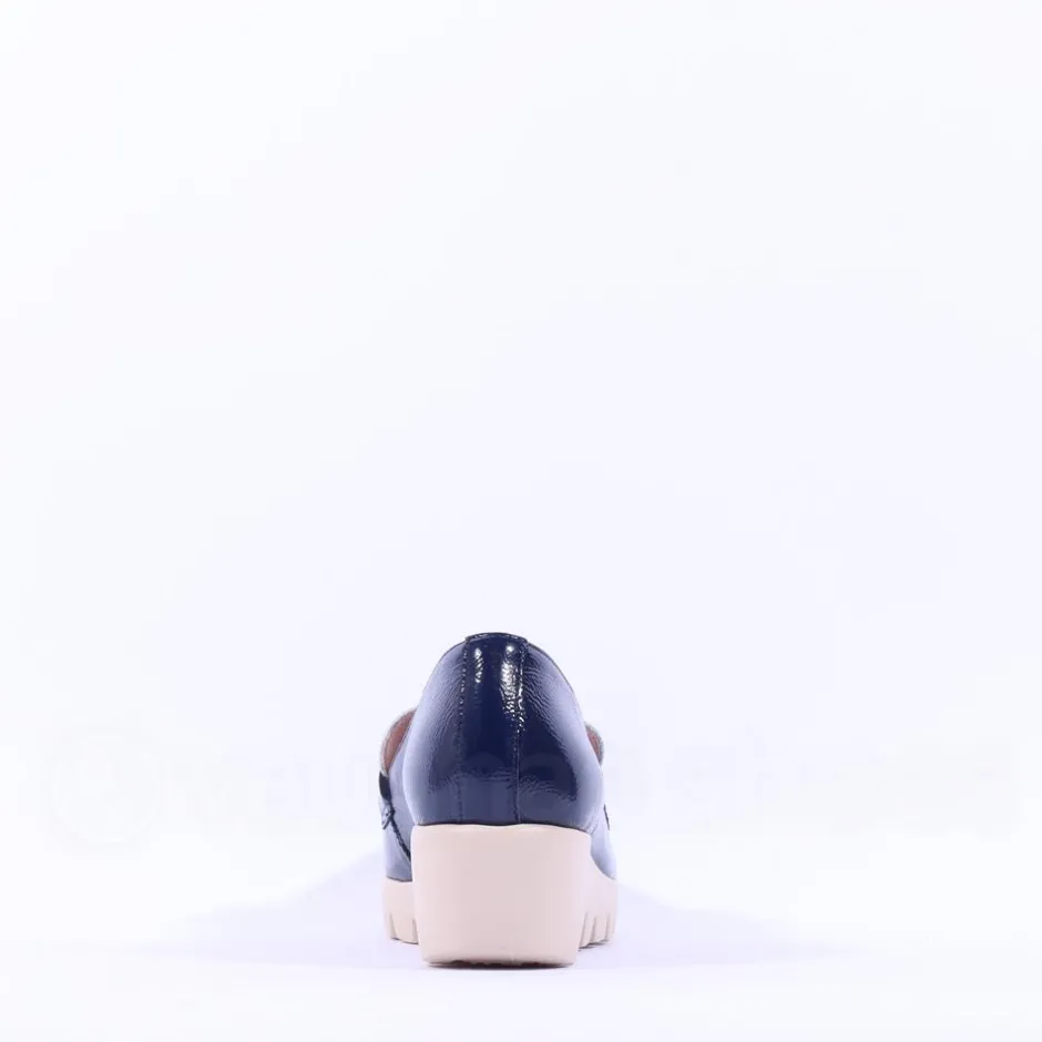 Women Wonders San Marino Link Wedge Shoe - Navy White Patent