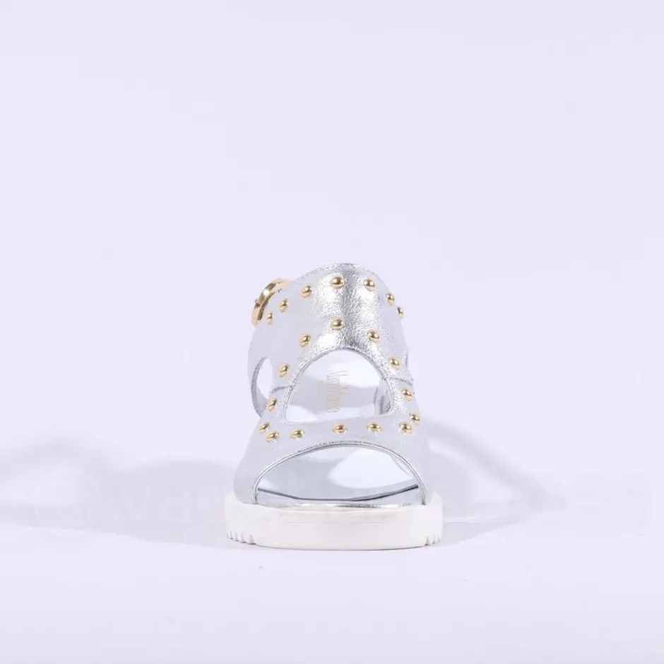Women Marco Moreo San Remo Wedge Stud Sandal - Silver Gold