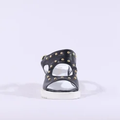 Women Marco Moreo San Remo Wedge Stud Sandal - Black Gold