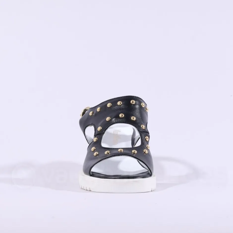Women Marco Moreo San Remo Wedge Stud Sandal - Black Gold