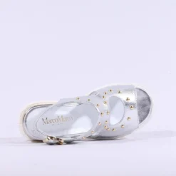 Women Marco Moreo San Remo Wedge Stud Sandal - Silver Gold