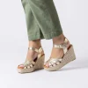 Women Wonders Sango Strappy Espadrille Wedge - Gold Leather