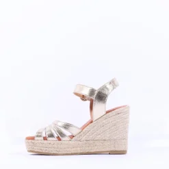 Women Wonders Sango Strappy Espadrille Wedge - Gold Leather