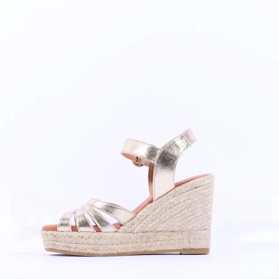 Women Wonders Sango Strappy Espadrille Wedge - Gold Leather