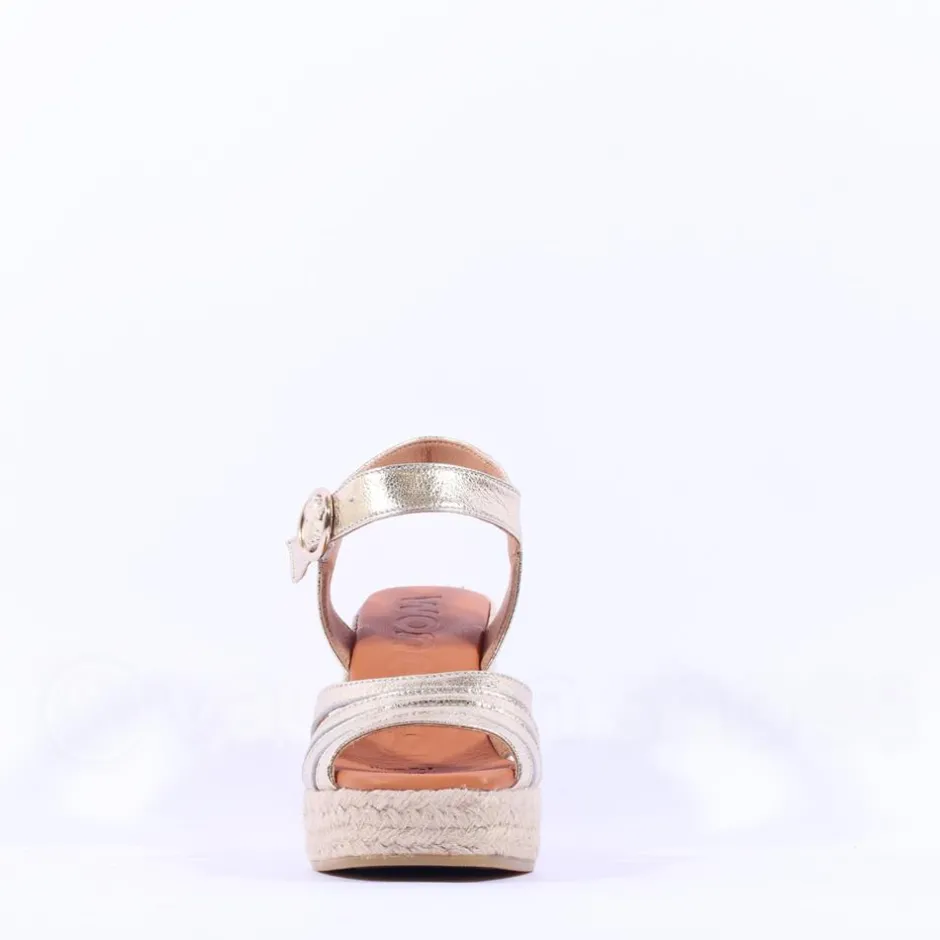 Women Wonders Sango Strappy Espadrille Wedge - Gold Leather