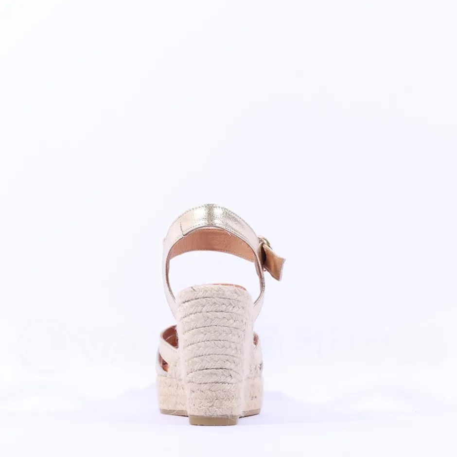 Women Wonders Sango Strappy Espadrille Wedge - Gold Leather
