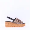 Women Tamaris Santini Cork Platform Slingback - Leopard Print