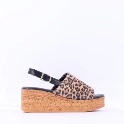 Women Tamaris Santini Cork Platform Slingback - Leopard Print