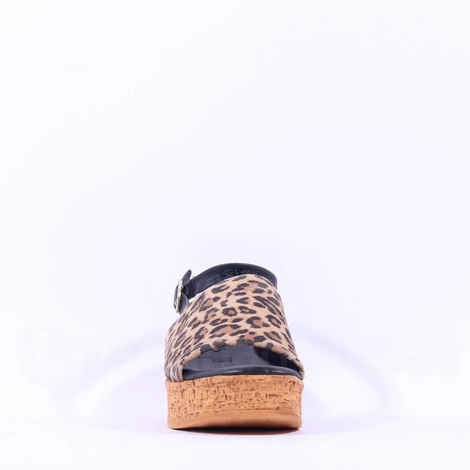 Women Tamaris Santini Cork Platform Slingback - Leopard Print