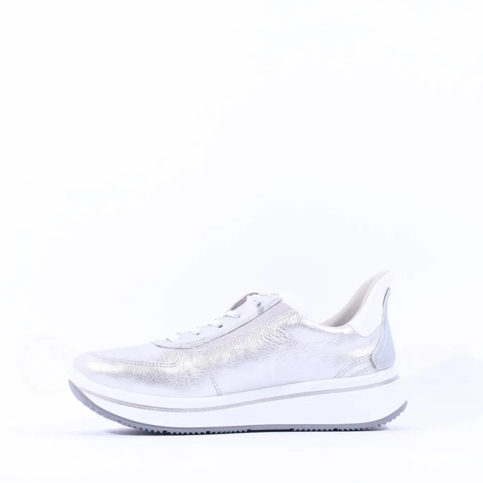 Women Ara Sapporo 3.0 Easy Slip On Trainer - Silver Leather