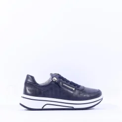 Women Ara Sapporo Side Zip Platform Trainer - Navy Leather