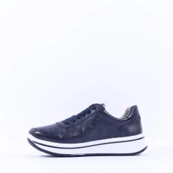 Women Ara Sapporo Side Zip Platform Trainer - Navy Leather