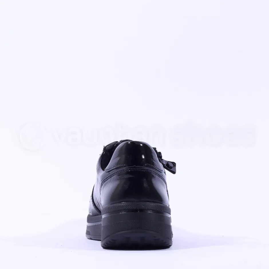 Women Ara Sapporo Side Zip Platform Trainer - Black Patent
