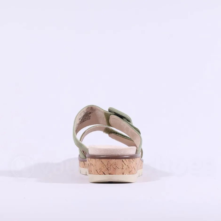 Women Caprice Selina Cork Platform Mule - Green Suede