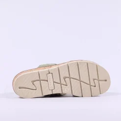 Women Caprice Selina Cork Platform Mule - Green Suede