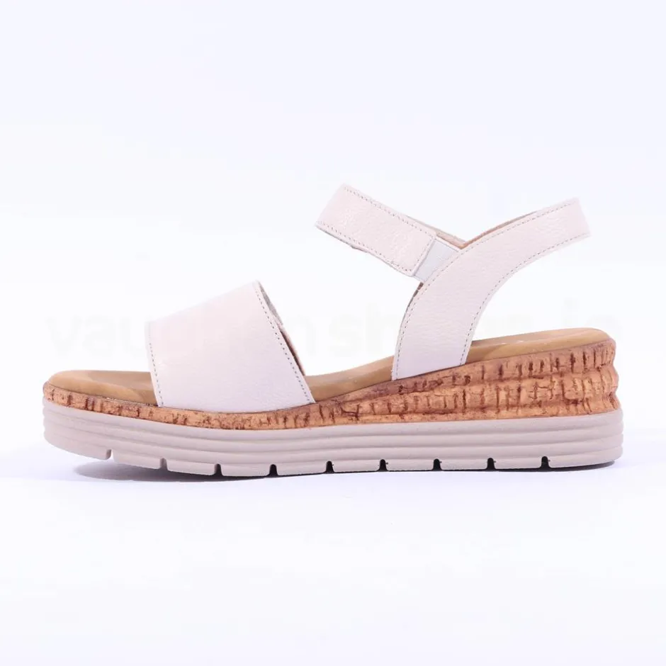 Women Gabor Shout Velcro Strap Wedge Sandal - Cream Leather