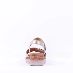 Women Gabor Shout Velcro Strap Wedge Sandal - Gold Leather
