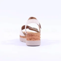 Women Gabor Shout Velcro Strap Wedge Sandal - Cream Leather
