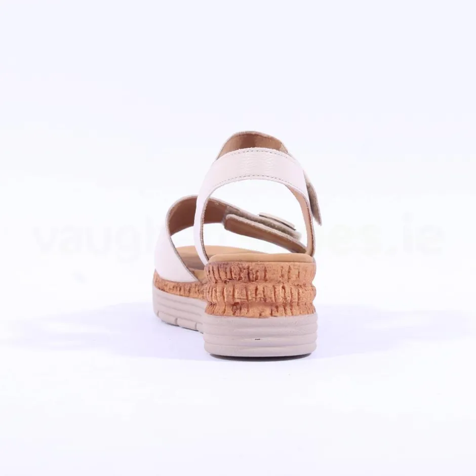 Women Gabor Shout Velcro Strap Wedge Sandal - Cream Leather