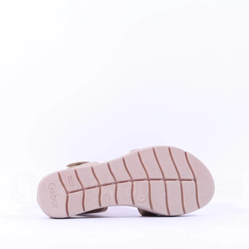 Women Gabor Shout Velcro Strap Wedge Sandal - Gold Leather