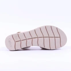 Women Gabor Shout Velcro Strap Wedge Sandal - Cream Leather