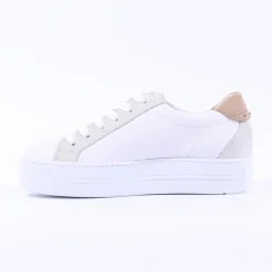 Women Paul Green Side Panel Laced Trainer - White Sparkle