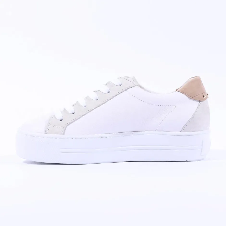 Women Paul Green Side Panel Laced Trainer - White Sparkle