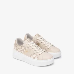 Women NeroGiardini Side Panel Print Trainer - Cream Print