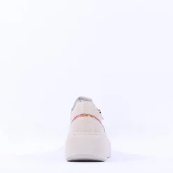 Women NeroGiardini Side Zip Glitter Trainer - Cream Orange