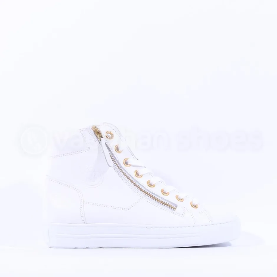 Women Paul Green Side Zip Hi Top Ankle Boot - White Gold Leather