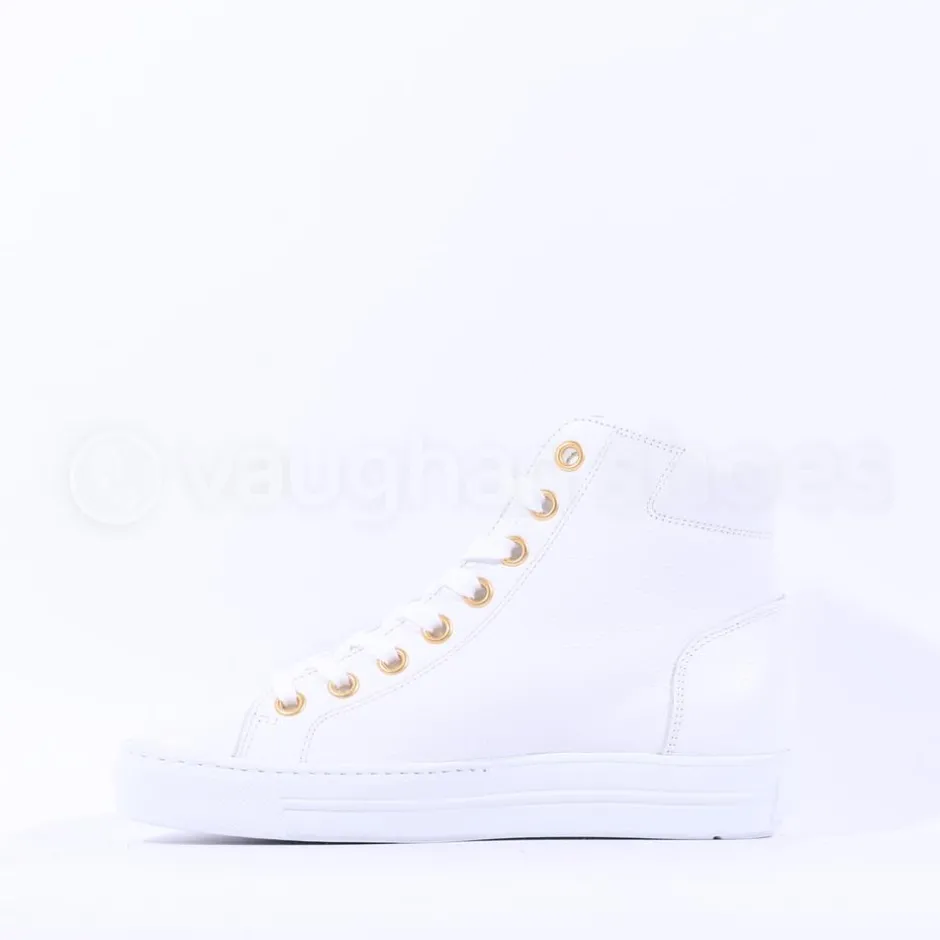 Women Paul Green Side Zip Hi Top Ankle Boot - White Gold Leather