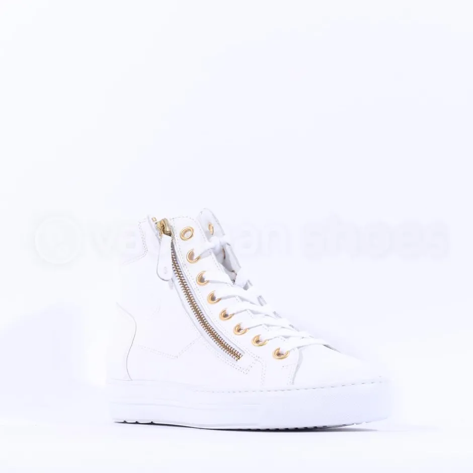 Women Paul Green Side Zip Hi Top Ankle Boot - White Gold Leather