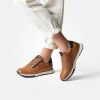 Women Paul Green Side Zip Laced Multi Trainer - Tan Leather