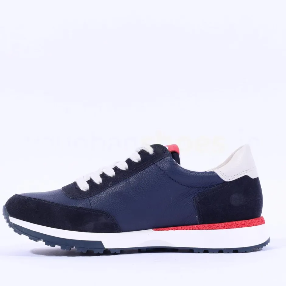 Women Paul Green Side Zip Laced Multi Trainer - Navy Leather