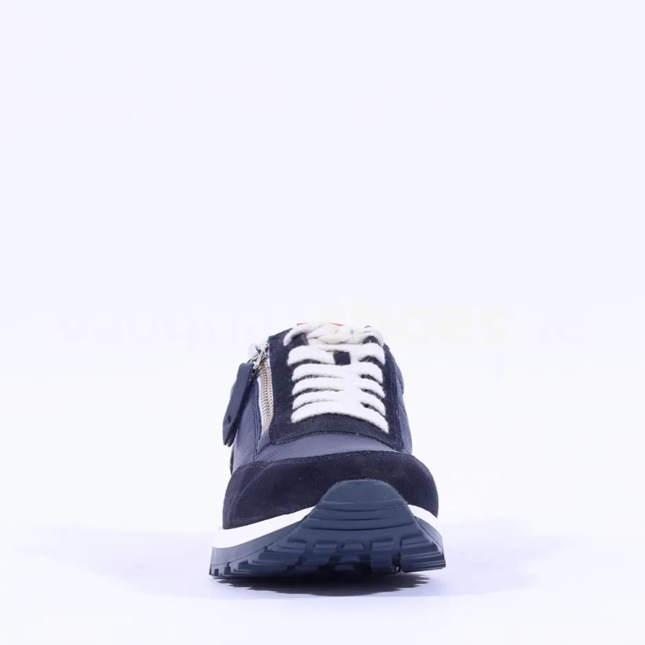 Women Paul Green Side Zip Laced Multi Trainer - Navy Leather