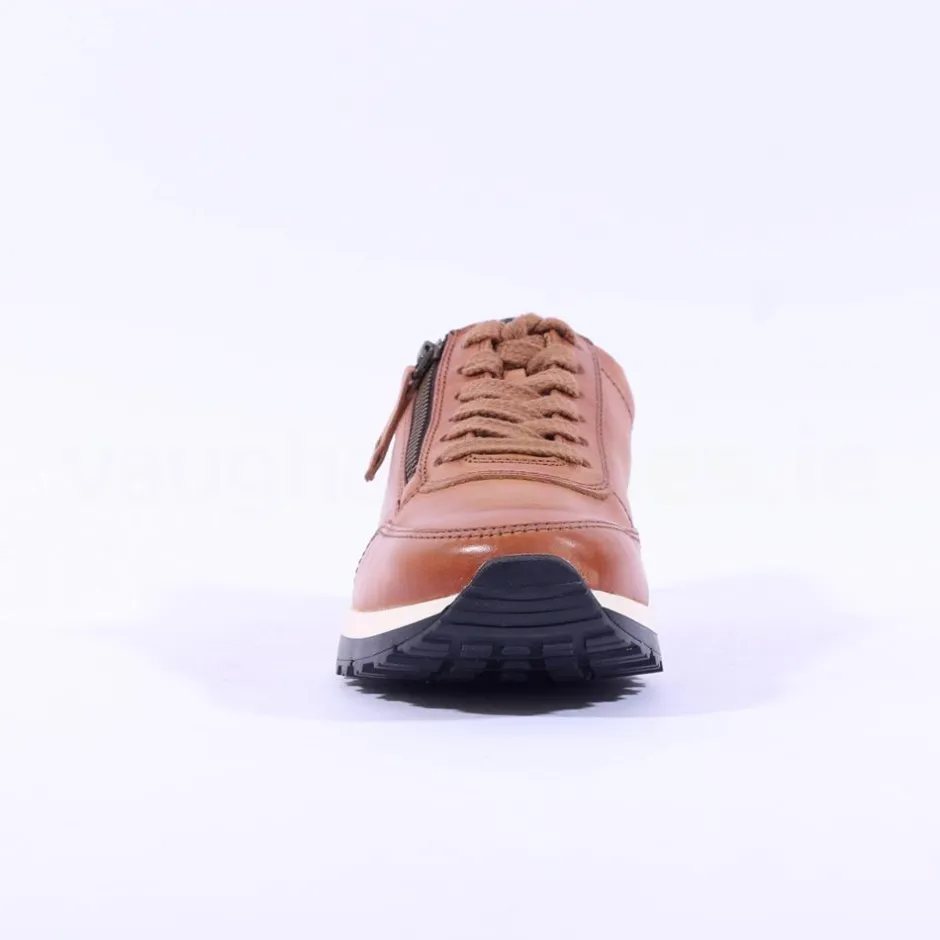 Women Paul Green Side Zip Laced Multi Trainer - Tan Leather