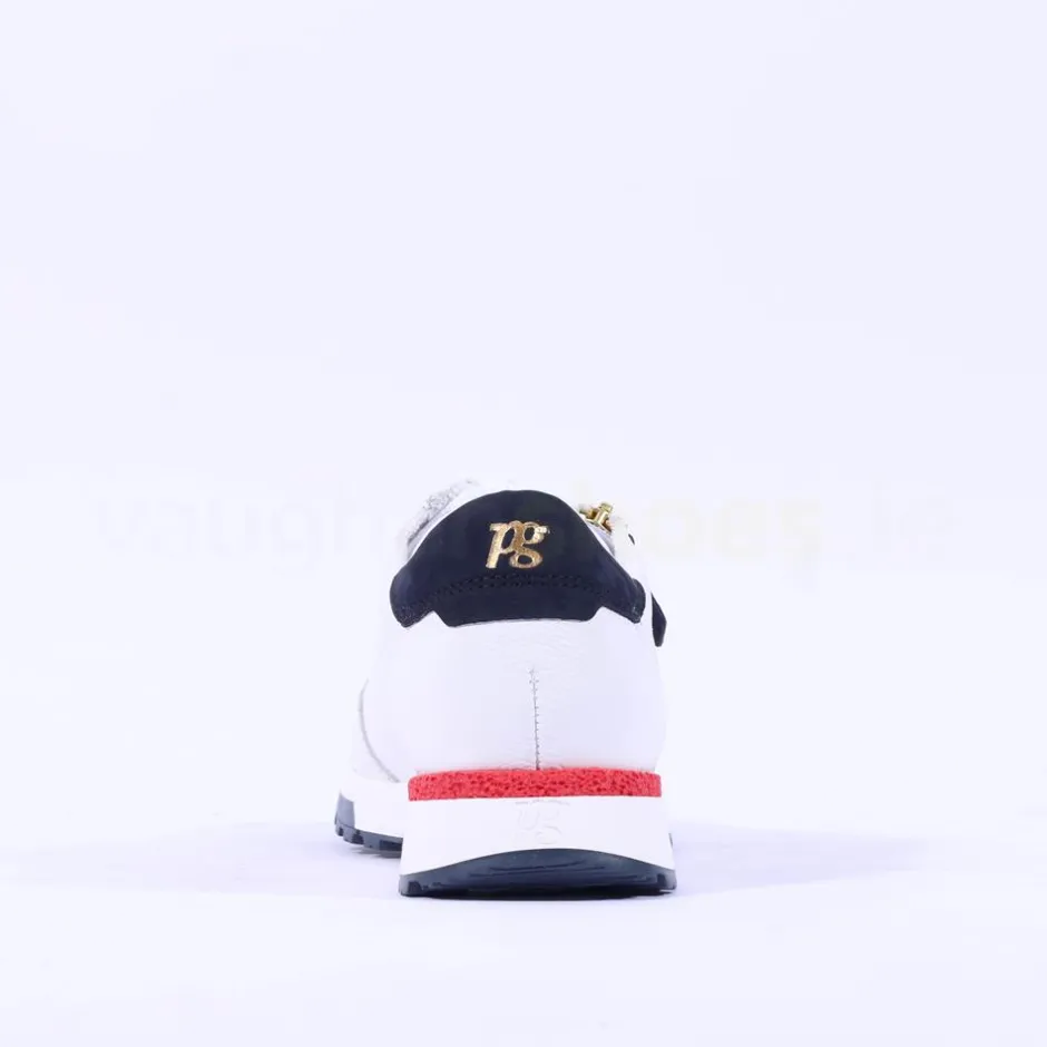 Women Paul Green Side Zip Laced Multi Trainer - White Red Navy