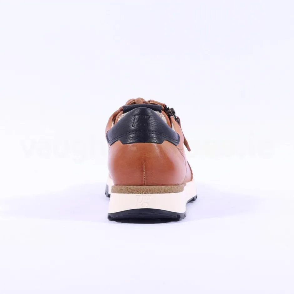 Women Paul Green Side Zip Laced Multi Trainer - Tan Leather