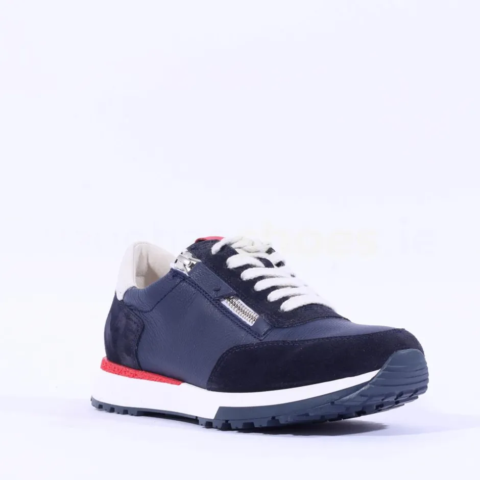 Women Paul Green Side Zip Laced Multi Trainer - Navy Leather