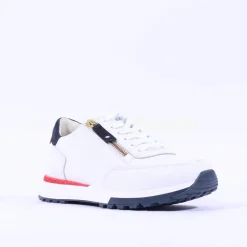 Women Paul Green Side Zip Laced Multi Trainer - White Red Navy