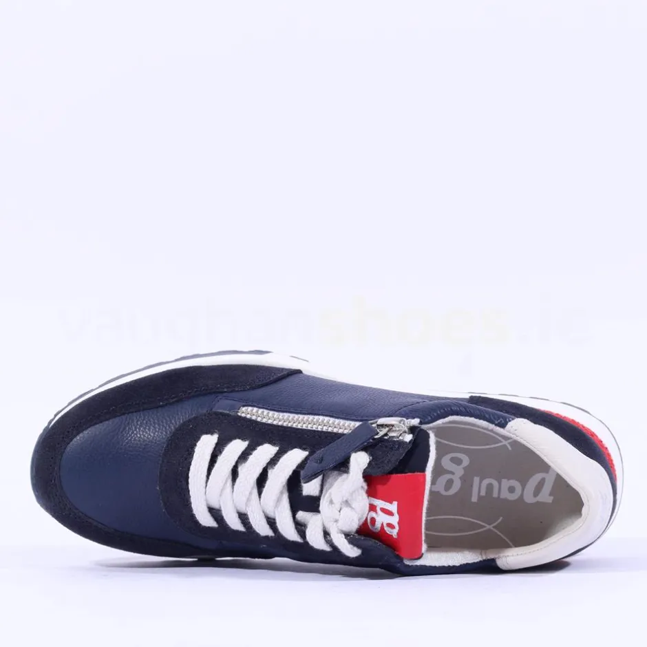 Women Paul Green Side Zip Laced Multi Trainer - Navy Leather