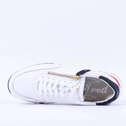 Women Paul Green Side Zip Laced Multi Trainer - White Red Navy