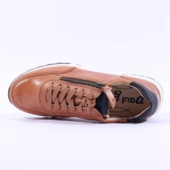 Women Paul Green Side Zip Laced Multi Trainer - Tan Leather