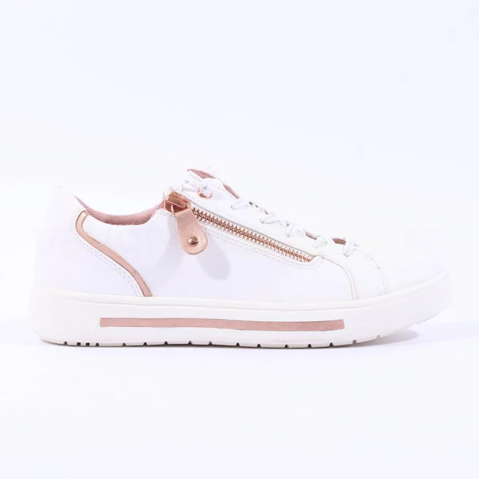 Women Jana Sitane Elasticated Lace Trainer - White Rose Gold