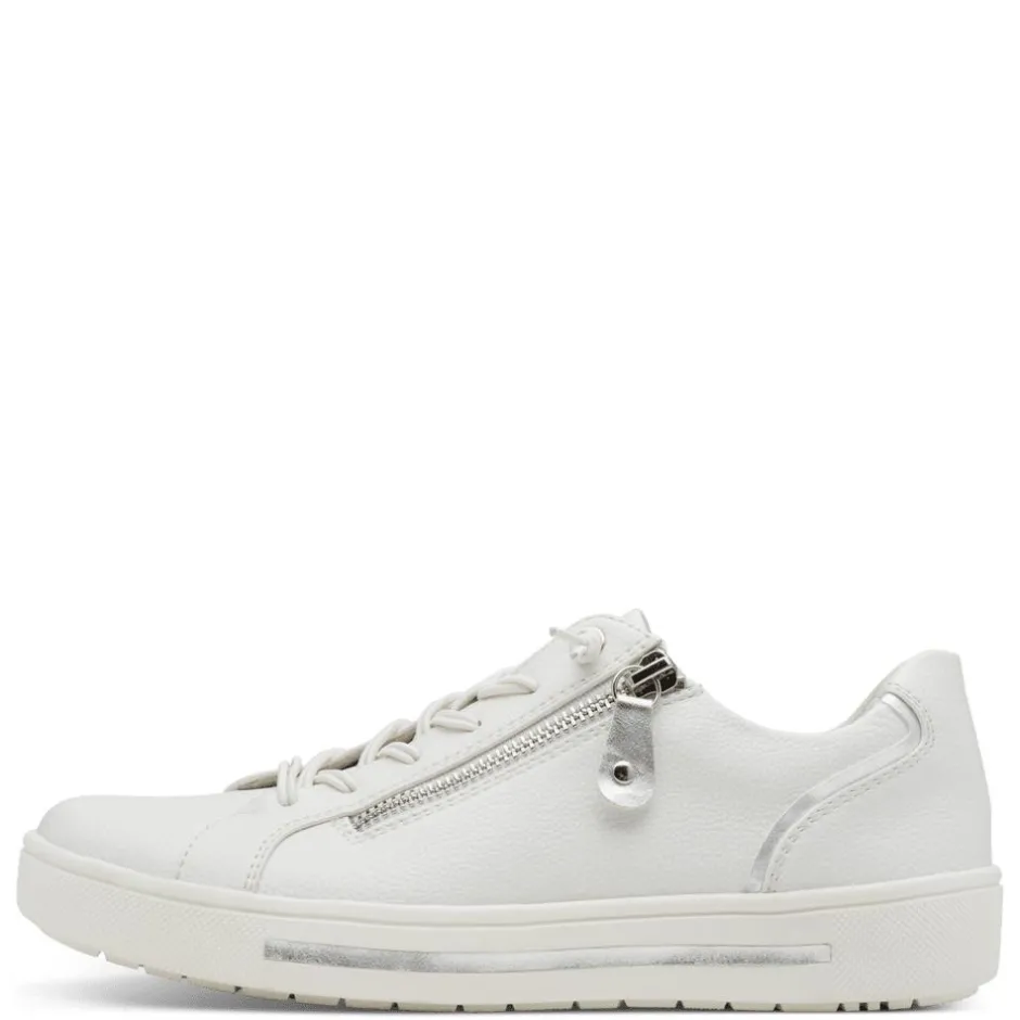 Women Jana Sitane Elasticated Lace Trainer - White Silver