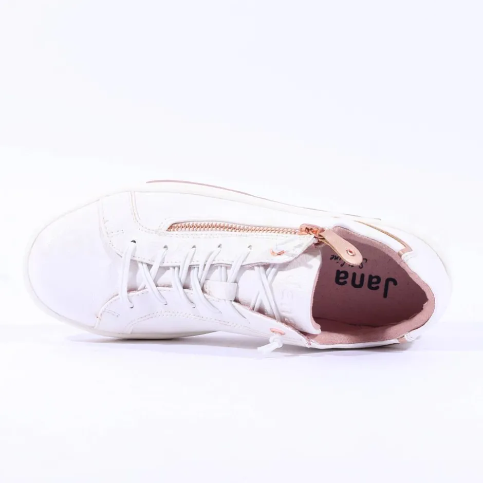 Women Jana Sitane Elasticated Lace Trainer - White Rose Gold