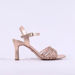 Women Una Healy Sleepless Night Strappy Heel - Rose Gold Sparkle