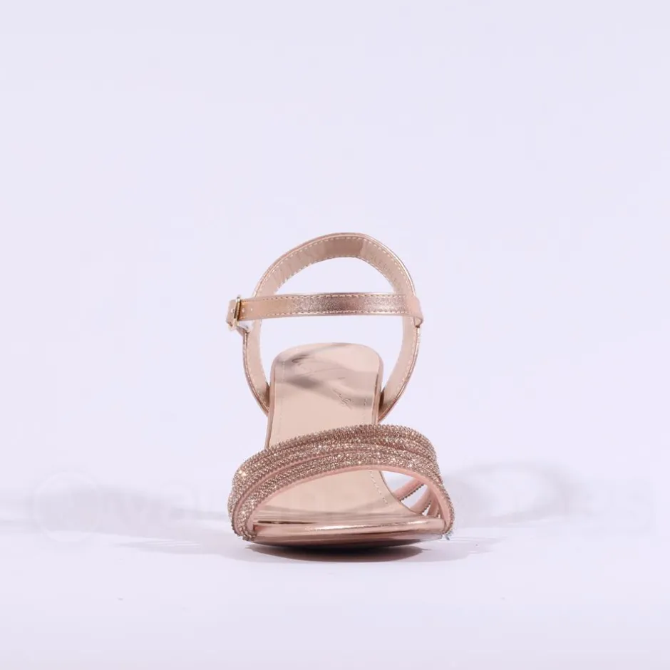 Women Una Healy Sleepless Night Strappy Heel - Rose Gold Sparkle