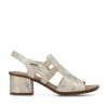 Women Rieker Sling Back Block Heel Sandal - Beige Metallic