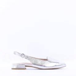 Women Paul Green Slingback Square Detail Pump - Silver Leather